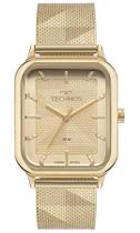 Relogio Technos Feminino Dourado Retangular Quadrado Aço