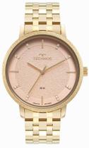 Relogio Technos feminino dourado rose grande de aço inox prova dagua 2036MPJ/1J