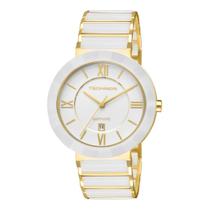 Relógio Technos Feminino Elegance Ceramic Saphire Branco Dourado 2015CE/4B
