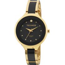 Relógio Technos Feminino Elegance Ceramic Saphire Safira Preto Dourado 2035LYW/4P