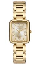 Relogio Technos feminino pequeno quadrado dourado banhado folheado cravejado pulseira elos sofisticado luxo 2015CET/1X