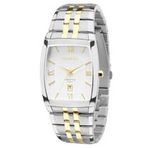 Relogio Technos feminino quadrado grande prata e dourado bicolor misto retangular banhado folheado com calendário 1N12MQ/5B Relogio Technos feminino quadrado grande prata e dourado bicolor misto retangular banhado folheado com calendário 1N12MQ/5B