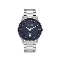 Relógio Technos Gm10yq/1a Slim Safira Aço Fino Prata Azul Gm