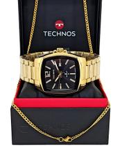 Relógio Technos Golf Masculino Dourado Quadrado Original 2115KOI/4P
