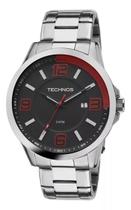 Relógio Technos Masculino 2115klm/1r Correia Prata Bisel Prateado Fundo Preto Relógio Technos Masculino 2115klm/1r Correia Prata Bisel Prateado Fundo Preto