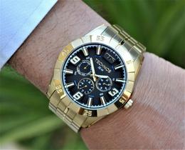 Relogio technos masculino aço dourado multifunção calendario 6p29alc/1p