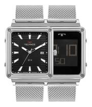 Relógio Technos Masculino Anadigi Curvas Prata 1S13CW/1P Relógio Technos Masculino Anadigi Curvas Prata 1S13CW/1P