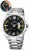 Relógio Technos Masculino Analógico De Pulso Prateado Linha Racer Esportivo Casual Brilha No Escuro Calendário A Prova Dágua 50 Metros Original