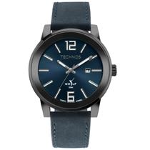 Relógio Technos Masculino Analógico Golf Aço Grafite Couro e Fundo Azul 2115UDI/0A Relógio Technos Masculino Analógico Golf Aço Grafite Couro e Fundo Azul 2115UDI/0A
