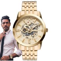 Relógio Technos Masculino Automático Classic Esqueleto Redondo Prova Dágua Casual Dourado 8205NQ/4X Relógio Technos Masculino Automático Classic Esqueleto Redondo Prova Dágua Casual Dourado 8205NQ/4X