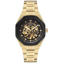 Relógio Technos Masculino Automático Esqueleto Dourado Octagonal Preto G3265BC/1P Original