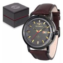 Relógio Technos Masculino Couro Golf Preto Marrom 2115laq/2c