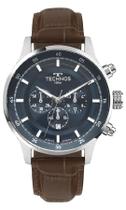 Relogio Technos Masculino cronografo mostrador azul pulseira de couro marrom calendario prova dagua JS25BCQ/0A original