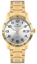 Relógio Technos Masculino De Pulso Dourado Analógico Com Calendário Brilha No Escuro Original Prova Dágua 50 Metros