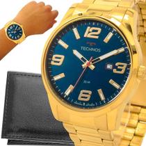 Relógio Technos Masculino Dourado Azul Original com garantia de 1 ano e carteira
