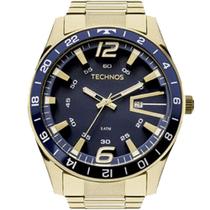Relogio Technos Masculino dourado fundo azul 2115LAJS/4A