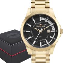 Relógio Technos Masculino Dourado Preto Prova d'água com garantia de 1 ano com carteira