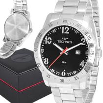 Relógio Technos Masculino Dourado Preto Prova d'água com garantia de 1 ano com carteira