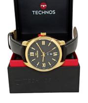Relógio Technos Masculino Dourado Pulseira De Couro Legitimo 2115TVS/0A