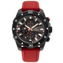Relógio TECHNOS masculino fumê aço vermelho JS15FS/2P Relógio TECHNOS masculino fumê aço vermelho JS15FS/2P