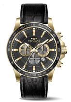 Relógio Technos Masculino Grandtech Cronógrado Couro Dourado Original JS26AEY/0P