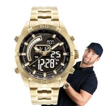 Relógio Technos Masculino Performance TS Anadigi com resistência à água 100M dourado BJ3496AA/1D