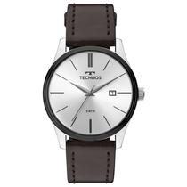 Relógio Technos Masculino Prata Clássico Pulseira Couro Marrom 2115MPP/1K Original Relógio Technos Masculino Prata Clássico Pulseira Couro Marrom 2115MPP/1K Original