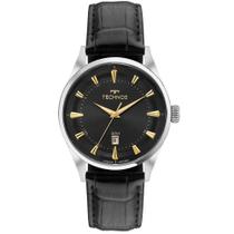 Relogio Technos Masculino prata e dourado pulseira de couro social executivo luxo 2115UAO/0P