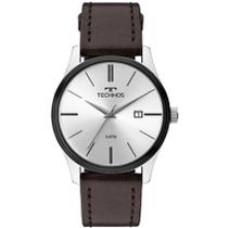 Relogio Technos Masculino prata minimalista mostrador claro pulseira de couro aço inox 2115MPP/1K Relogio Technos Masculino prata minimalista mostrador claro pulseira de couro aço inox 2115MPP/1K