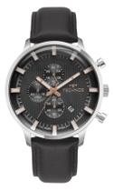 Relogio Technos Masculino prata pulseira de couro preto Cronografo calendario moderno a prova dagua JS15ENS/0P Relogio Technos Masculino prata pulseira de couro preto Cronografo calendario moderno a prova dagua JS15ENS/0P