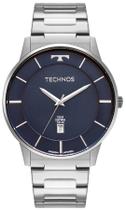 Relogio Technos Masculino prateado slim azul prata VIDRO DE SAFIRA minimalista executivo aço inox GM10YQ/1A