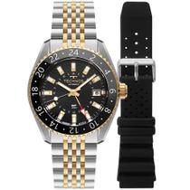 Relógio Technos Masculino Ref: Nh34ac/t1p Automático GMT Bicolor 2 Pulseiras