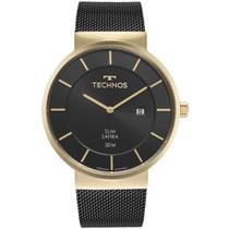 Relógio technos masculino slim preto dourado gm17ab/1p