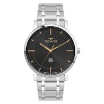 Relógio TECHNOS masculino slim safira dourado prata GL32AY/1P Relógio TECHNOS masculino slim safira dourado prata GL32AY/1P