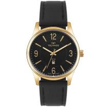 Relógio Technos Masculino Steel Dourado com Pulseira em Couro Preto 2115TZW/0P