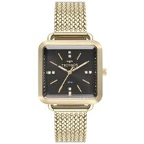 Relógio Technos Mostrador Com Pedras Fundo Preto Banho Dourado Pulseira e Caixa de Aço - 2036MME/4P Relógio Technos Mostrador Com Pedras Fundo Preto Banho Dourado Pulseira e Caixa de Aço - 2036MME/4P