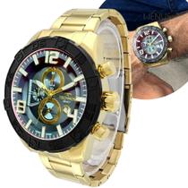 Relógio Technos Original Cronógrafo Linha Legacy Dourado De Pulso Masculino Com Calendário A Prova Dágua 100 Metros