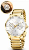 Relógio Technos Original Masculino Dourado Aço Inoxidável Calendário Relógio Technos Original Masculino Dourado Aço Inoxidável Calendário
