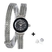 Relogio Technos Pequeno Feminino Pulseira Aço + Brinco Relogio Technos Pequeno Feminino Pulseira Aço + Brinco