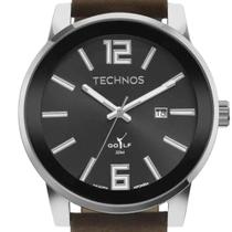 Relógio Technos Prata Golf Casual Masculino Executivo Calendário Couro Marrom Classic 2115MXB/0P