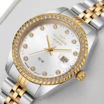 Relógio Technos Riviera Bicolor Aço Inox Ouro 28,5mm Quartzo Calendário