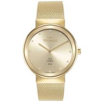 Relógio TECHNOS Slim feminino dourado strass 1L22WM/1X