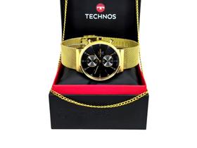 Relógio Technos Slin Masculino Dourado Cornógrafo Luxo