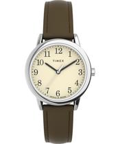 Relógio Timex Easy Reader, estojo de 30 mm, prateado, com pulseira marrom