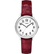 Relógio Timex Easy Reader, estojo de 30 mm, prateado e branco, mostrador feminino