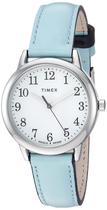 Relógio Timex Easy Reader, estojo de 30 mm, pulseira de couro prateada