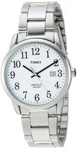 Relógio Timex Easy Reader, estojo de 38 mm, pulseira prateada, mostrador branco