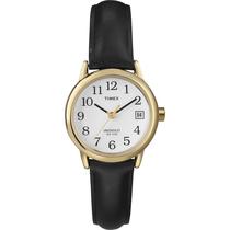 Relógio Timex Easy Reader, estojo feminino de 25 mm dourado em couro