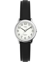 Relógio Timex Easy Reader, estojo feminino de 25 mm prateado com couro
