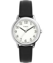 Relógio Timex Easy Reader feminino, estojo de 30 mm, mostrador branco, pulseira preta